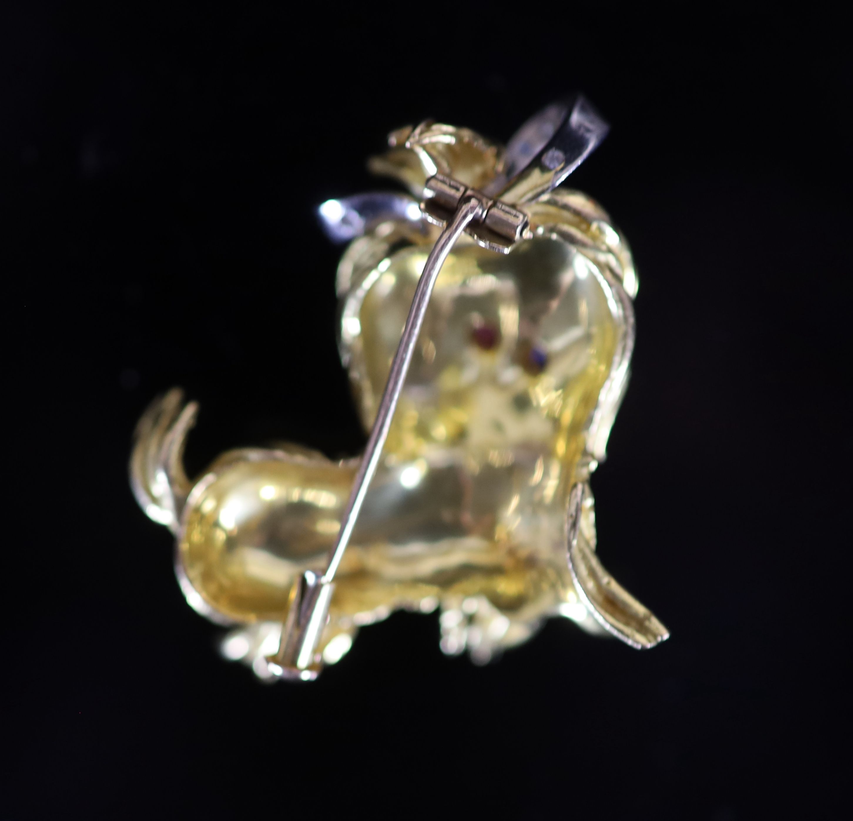 A 20th century gold, sapphire, ruby, turquoise and diamond set terrier brooch